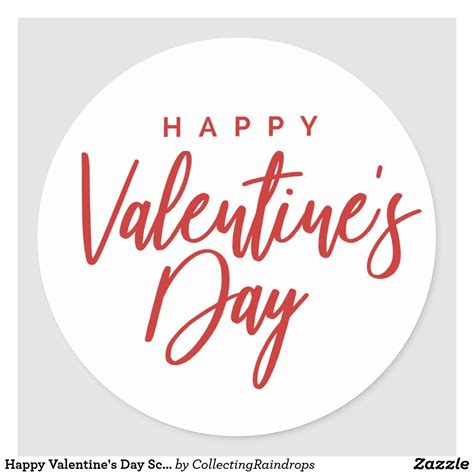 Happy Valentines Day Script Classic Round Sticker Valentines Day