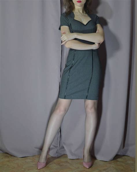 Svetlaya Showing Off Her Beautiful Pair Of Legs In Grey Shiny Pantyhos