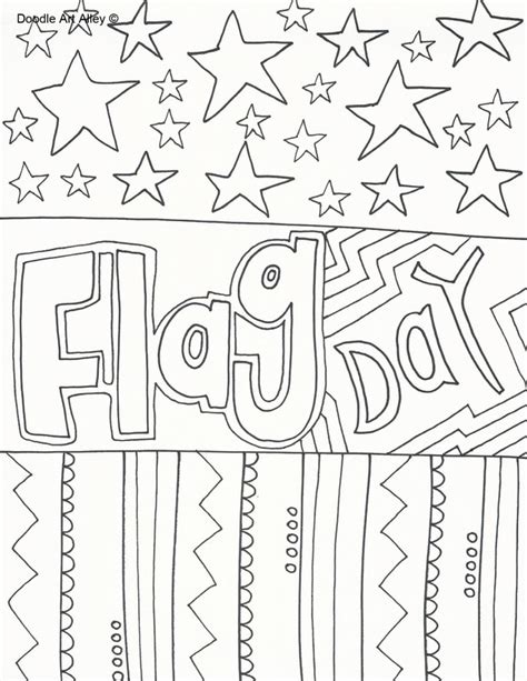 American flag flag day coloring pages. Flag Day Coloring Pages - DOODLE ART ALLEY