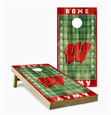 Wisconsin Badgers Distressed Football Field Cornhole Set With Bags