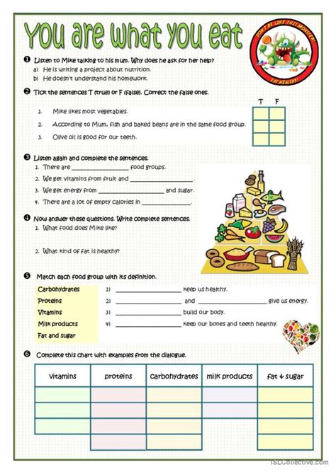 You Are What You Eat English Esl Worksheets Pdf And Doc