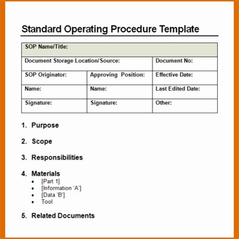 Standard Operating Procedures Template Word