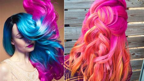Best Hair Color Transformations 2017 Rainbow Hair