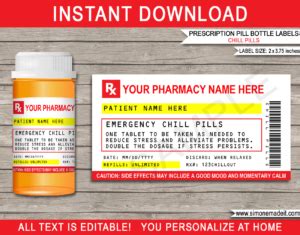 Our free printable files are formatted to print on letter sized paper. Fake Walgreens Prescription Christmas Chill Pill labels Template | Gag Gift