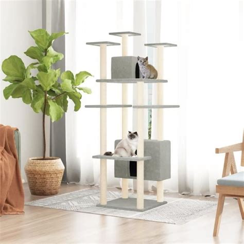 Liya Arbre Chat Avec Griffoirs En Sisal Gris Clair Cm