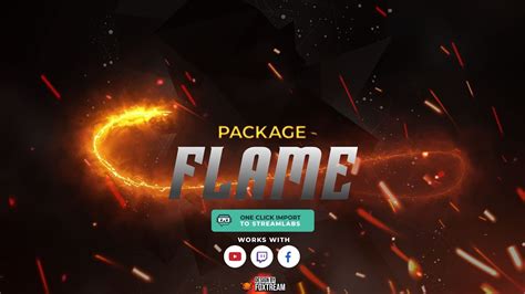 Flame Animated Twitch Stream Overlay Full Package Streamlabs Youtube