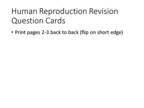 Igcse Biology Human Reproduction Revision Question Cards Teaching Resources