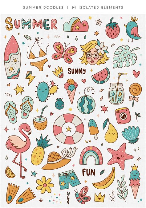 Summer Doodle Clipart Tropical Set By Velliniki On Creativemarket