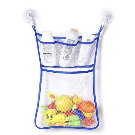 1pc Bathroom Mesh Net Storage Bag With Hook Durable Baby Bath Bathtub