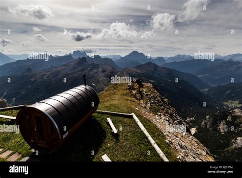 Europe Italy Alps Dolomites Mountains Rifugio Lagazuoi Stock Photo