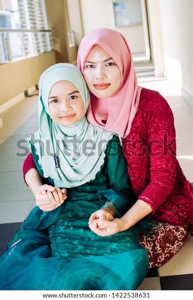 Portrait Muslim Mother Daughter Isolated Over Stock Photo 1422538631