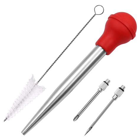 stainless steel turkey baster cooking set for bbq grill baking red buy online in south