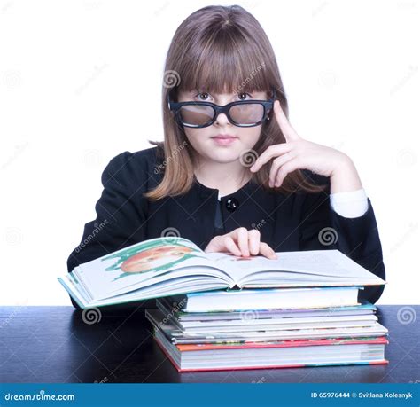 Serious Girl In Glasses Wearing Black Uniform Stock Photo Image Of