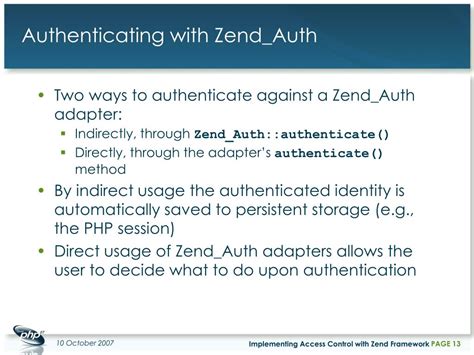 Ppt Implementing Access Control With Zend Framework Powerpoint