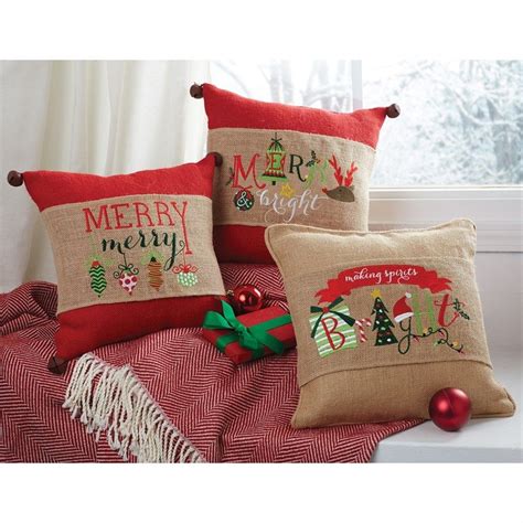 Embroidered Burlap Christmas Pillow Wrap 11 Options Christmas
