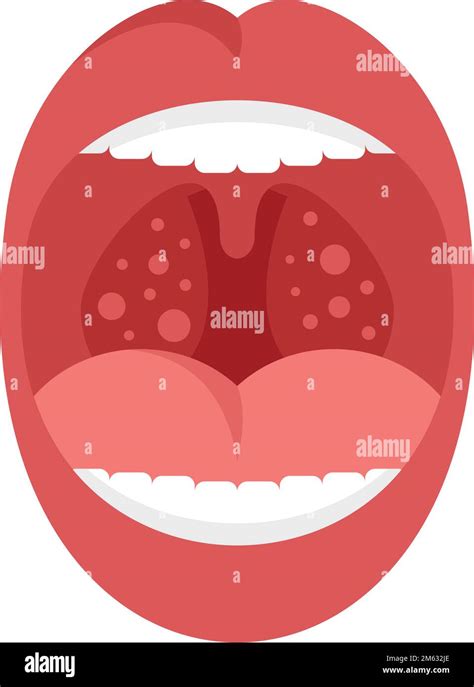 Mouth Tonsillitis Icon Flat Vector Tonsil Anatomy Bacterial Ent