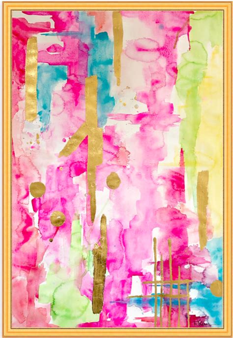 Pink And Glam Gilded Pink Abstract Original Art Watercolor Painting