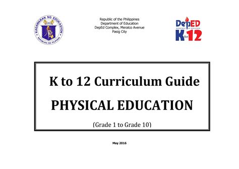 Pe Cg Curriculum Guide For K 12 Republic Of The Philippines