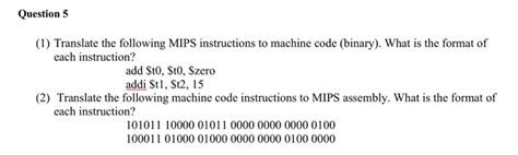 Solved Question Translate The Following Mips Chegg Com