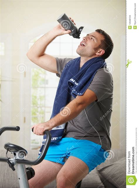 Man Drinking Water During Exercise Stock Images Image