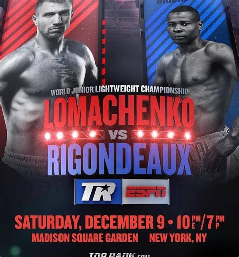 Maybe you would like to learn more about one of these? ESPN Boxing - Lomachenko vs. Rigondeaux Fight Card Results