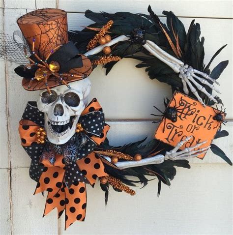 Halloween Skeleton Wreath Skeleton Wreath Trick Or Treat Wreath