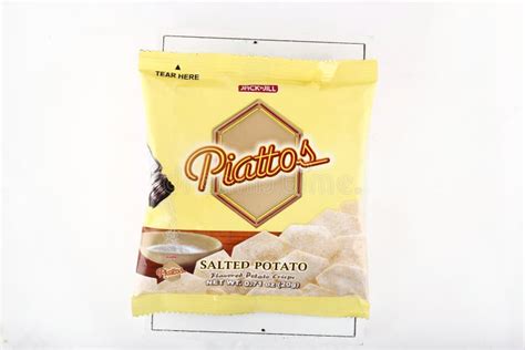 Bag Of Potato Chip Snack On An Isolated White Background Editorial