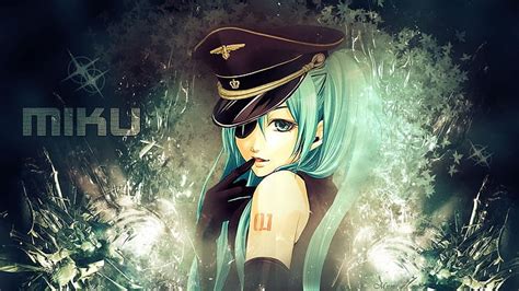 Hd Wallpaper Girl Hatsune Miku Cute Flirt Service Cap Wallpaper