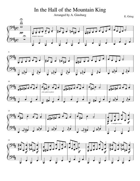 In The Hall Of The Mountain King Sheet Music For Piano Download Free
