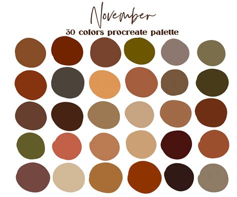 November Neutrals Procreate Color Palette Ipad Procreate Etsy Color Palette Design Earthy