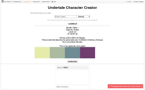 Undertale Character Creator ― Perchance Generator