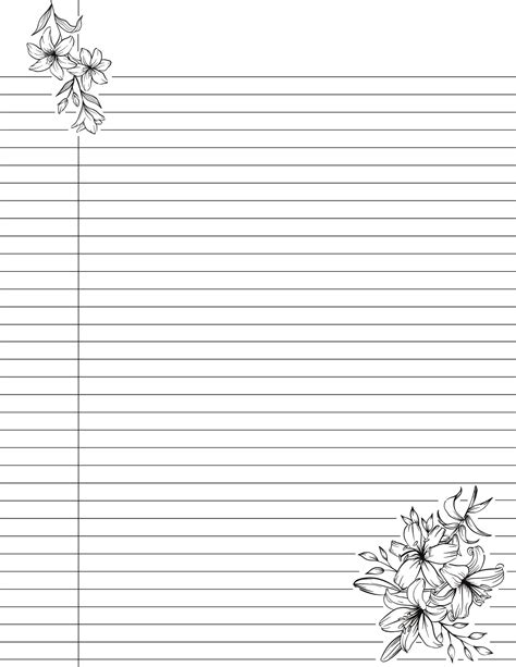 Cute Printable College Ruled Lined Notebook Paper With Margins Etsy