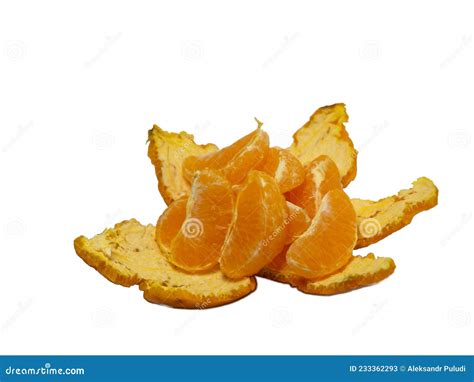 Slices Of Tangerine In The Skin Peeled Fruit Stock Image Image Of