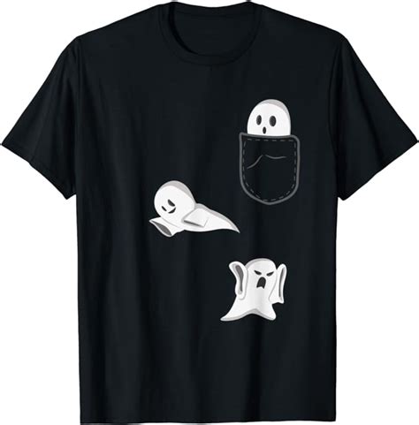 Kids Pocket Ghosts Clothes Outfit Costume Funny Halloween T Shirt