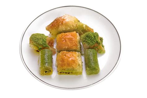 Turkish Pistachio Wrap Baklava Dessert Fistik Sarma Fistik Ezmesi Stock