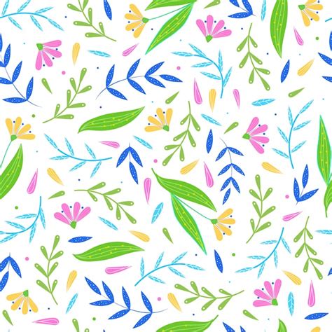 Premium Vector Cute Seamless Pattern From Abstract Floral Objects