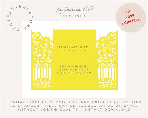 Gate Fold Wedding Invitation Template 5x7 Card Svgepspng Files For