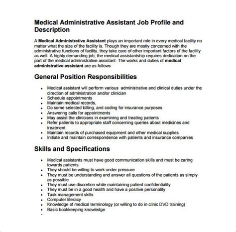 9 Medical Assistant Job Description Templates Free Sample Example