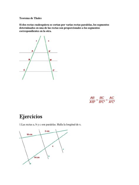 Teorema De Thales Ejercicios Pdf Triángulo Espacio