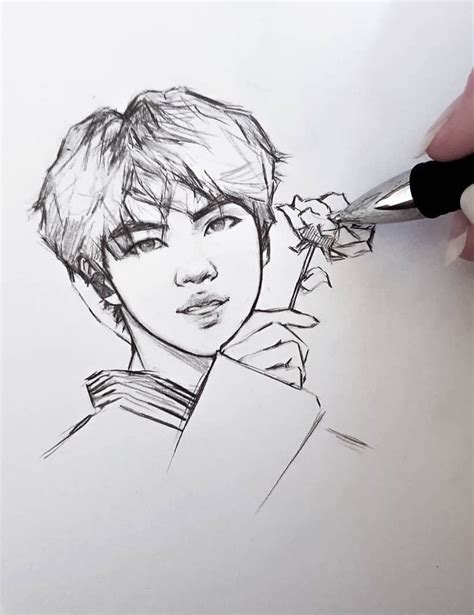 Step Beginner Bts V Drawings Easy Follow Along To Learn How To Draw V Aka Kim Taehyung From