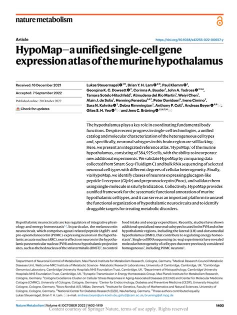 PDF HypoMapa Unified Single Cell Gene Expression Atlas Of The Murine