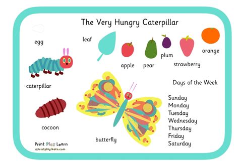 The Very Hungry Caterpillar Word Mat Printable Teaching Resources