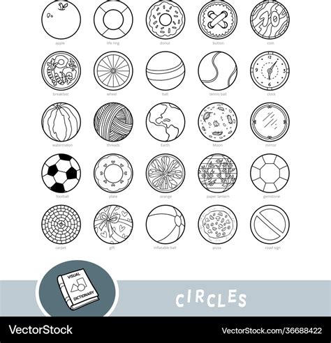 Black And White Set Circle Shape Objects Vector Image