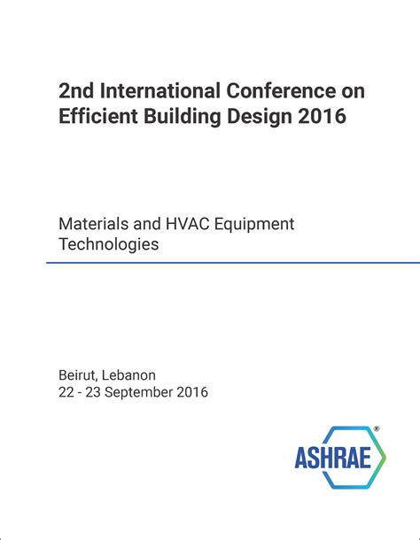 Efficient Building Design International Conference 2nd 2016