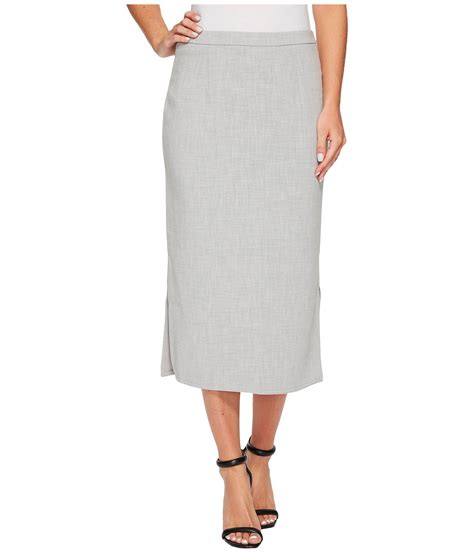 Ellen Tracy Pencil Skirt With Side Slits Slate Gray Heather Modesens