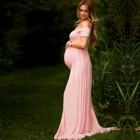 Envsoll New Maternity Photography Props Fancy Long Maternity Dresses For Pregnant Women Clothes