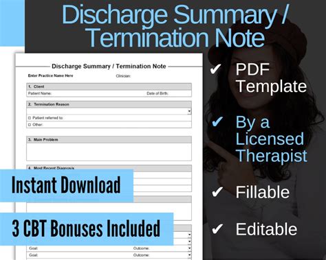 Discharge Summary Template Termination Note For Therapists Pdf