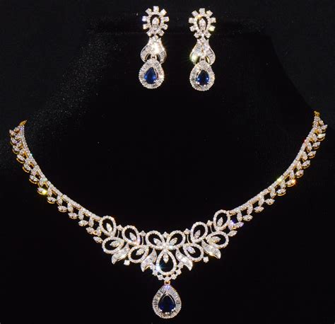 Sapphire Diamond Set Sapphire Necklace Diamond Necklace Etsy