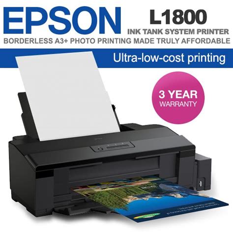The l1800 supports printing to a wide variety of printing media from 4r photo prints all the way up to a3+ sizes. Brand New Epson L1800 A3 Photo Ink Tank Printer | eBay