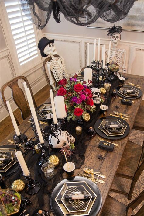 Romantic Gothic Halloween Dinner Table Setting Halloween Table